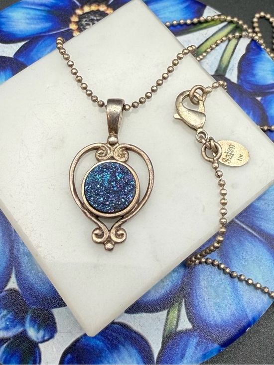 Sajen Jewelry - Sajen Blue Druzy Quartz Heart Pendant Necklace #413 18”